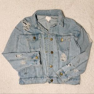 FOREVER 21 Distressed Jean Jacket